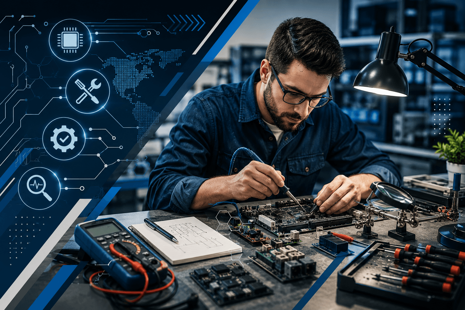 Professional electronics repair technician